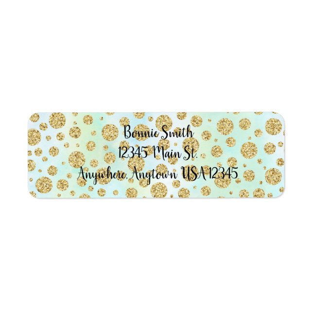 Gold Glitter Polka Dots Label (Front)