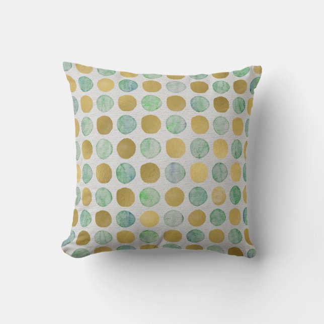 Gold Glitter Polka Dots Merry Christmas Cushion (Front)