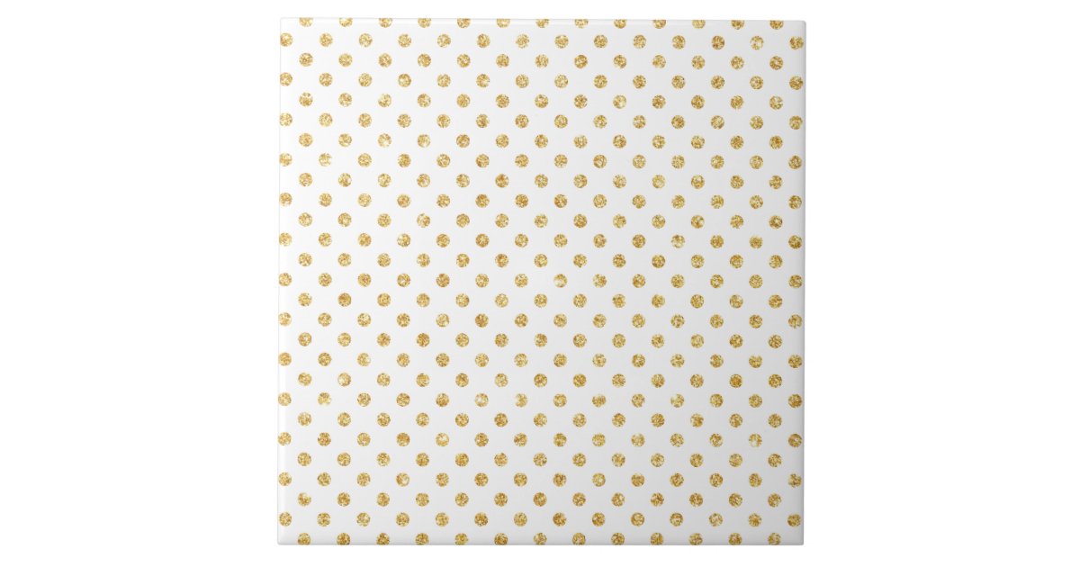 Gold Glitter Polka Dots Pattern Tile | Zazzle