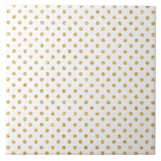 Gold Glitter Polka Dots Pattern Tile (Front)