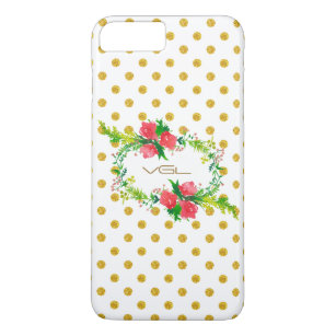 Gold Glitter Polkadots Watercolor Wreath Case-Mate iPhone Case