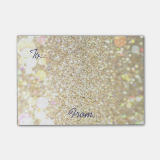 Gold glitter post it notes