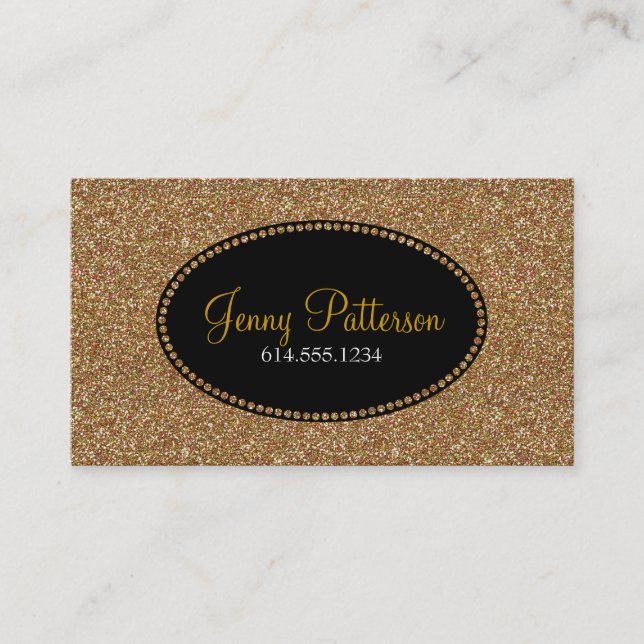 Gold Glitter Pretty Elegant Girly Business Cards (Front)