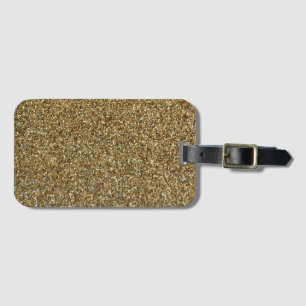 Gold Glitter Print Metallic Luggage Tag