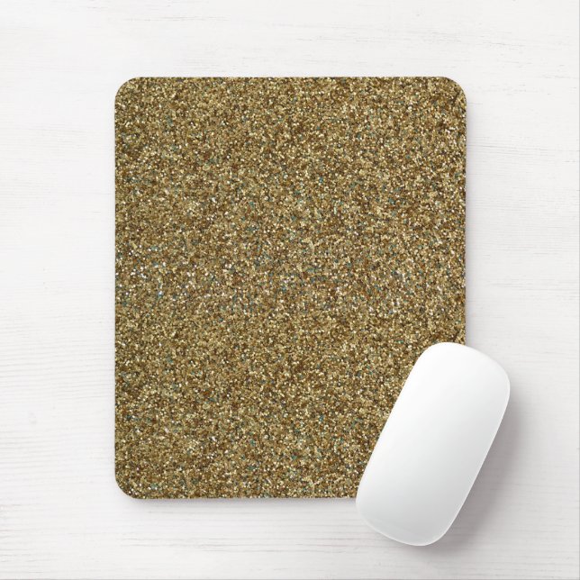 Gold Glitter Print Metallic Mouse Pad (With Mouse)