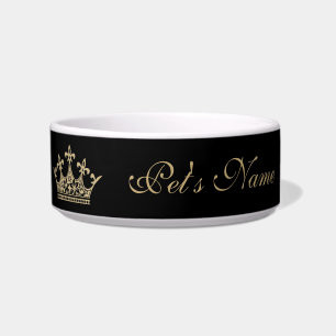 Gold Glitter Print on Black Personalised Princess Bowl