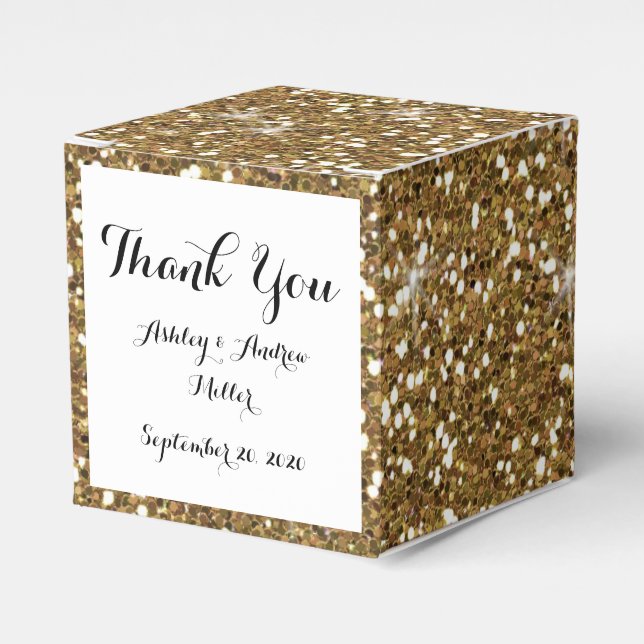 Gold Glitter Printed Favour Box (Front Side)
