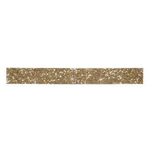 Gold Glitter Printed Satin Ribbon