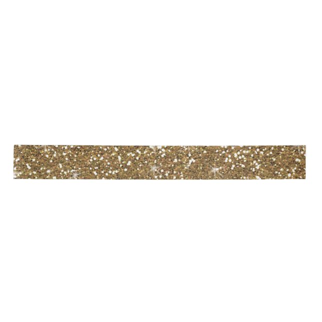 Gold Glitter Printed Satin Ribbon (Front)