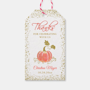 Gold Glitter Pumpkin Fall Thank You Gift Tags