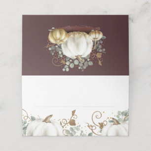 Gold Glitter Pumpkins Fall Wedding Place Card