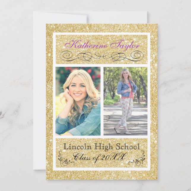 Gold Glitter Purple Grad Announcement (Front)