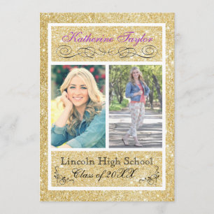 Gold Glitter Purple Grad Announcement