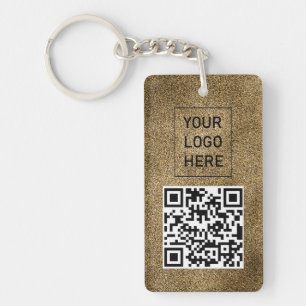 Gold Glitter QR Code Business Card Your Logo       Key Ring