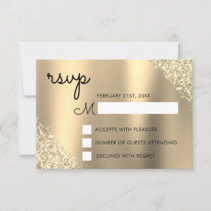 Gold Glitter Quinceanera RSVP Invitation