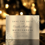 Gold Glitter Quinceanera Save the Date<br><div class="desc">Announce your upcoming Quinceañera in style with our Gold Glitter Quinceañera Save the Date announcement. This exquisite card captures the essence of this milestone celebration, blending youthful enthusiasm with a touch of glamour. Crafted to perfection, this Save the Date card features a shimmering gold glitter accent that adds a dash...</div>