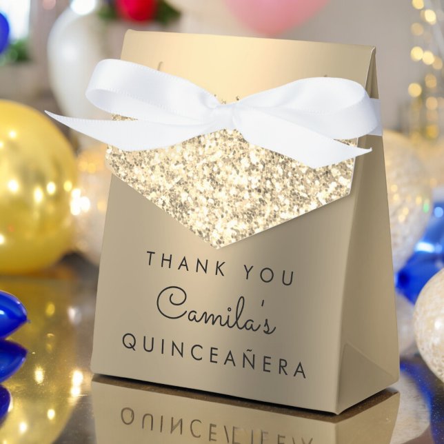 Gold Glitter Quinceanera Save the Date Favour Box (Creator Uploaded)