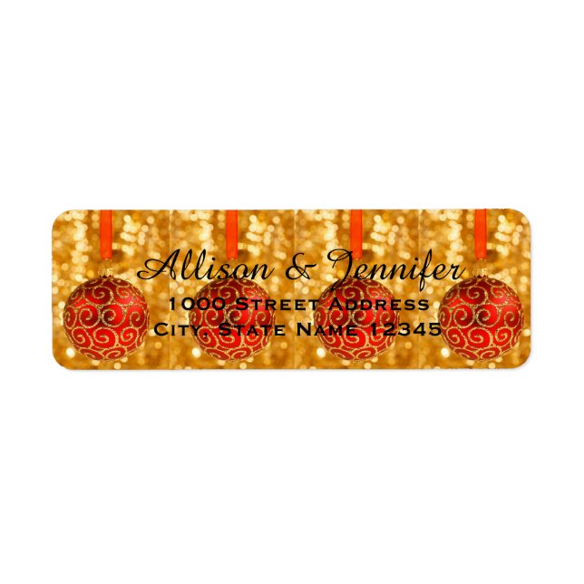 Gold Glitter Red Ball Holiday Christmas (Front)