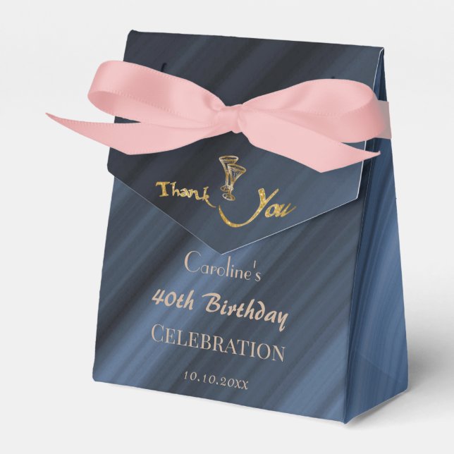 Gold Glitter Red Balloons Thank You Favour Box (Front Side)