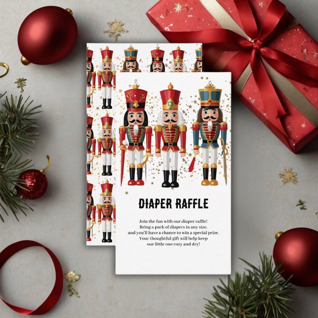 Gold Glitter Red & Blue Nutcracker Baby Shower Enclosure Card (Creator Uploaded)