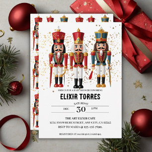 Gold Glitter Red & Blue Nutcracker Baby Shower Invitation