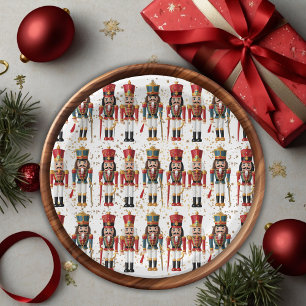 Gold Glitter Red & Blue Nutcracker Baby Shower Paper Plate