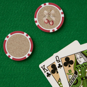 Gold Glitter Red Cherries Poker Chips
