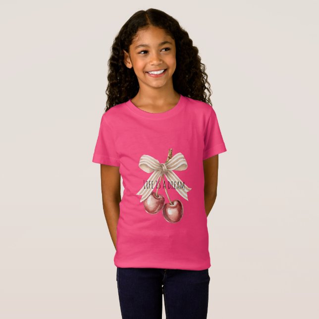 Gold Glitter Red Cherries   T-Shirt (Front Full)