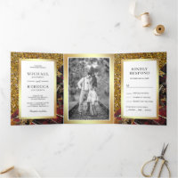 Gold Glitter Red Marble Photo Wedding