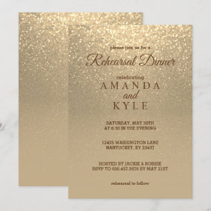 Gold Glitter - Rehearsal Dinner Invitation