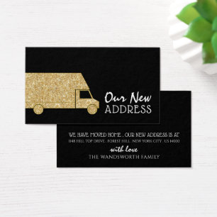 Gold Glitter Removal Van, Change of Address Card