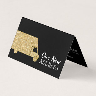 Gold Glitter Removal Van, Change of Address Card