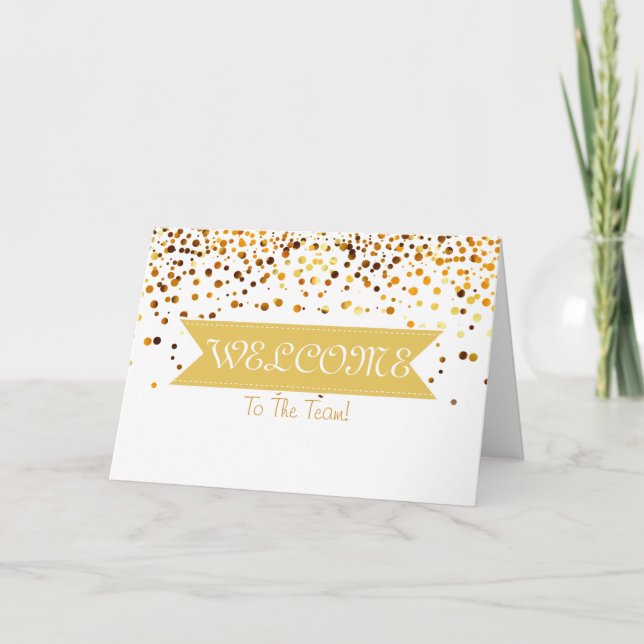 Gold Glitter Ribbon with White Border  Welcome Card (Front)