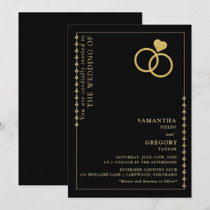 Gold Glitter Ring Minimalist Wedding Invitation