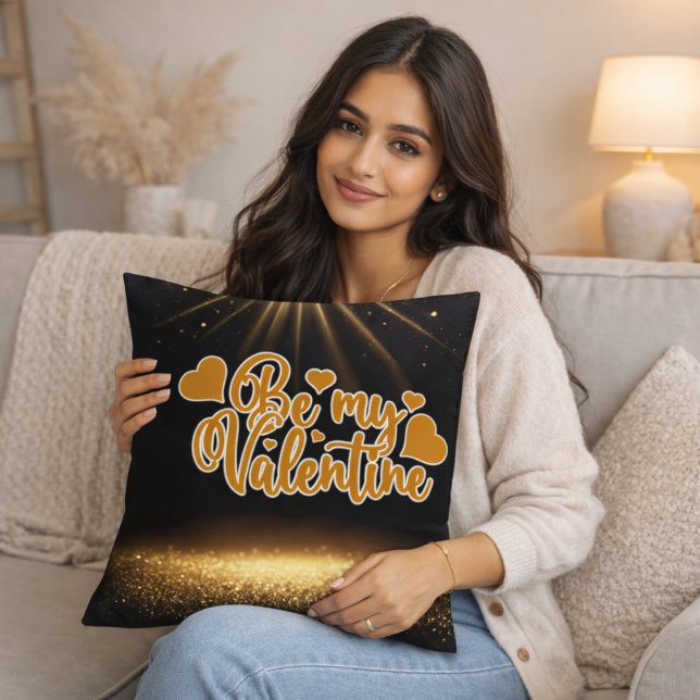 Gold Glitter Romantic Quote Valentine’s Day Gift Cushion (Creator Uploaded)