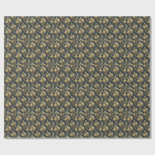 Gold Glitter Royal Palace Floral Damask Pattern Wrapping Paper