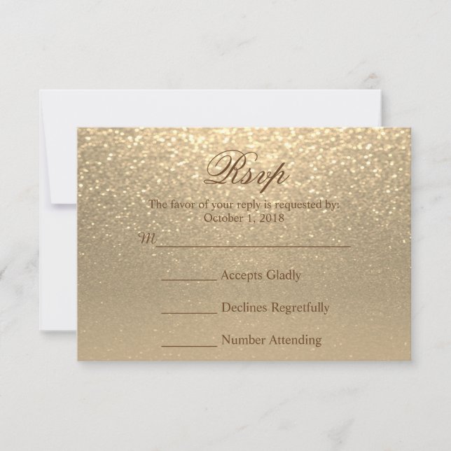 Gold Glitter - RSVP Card (Front)