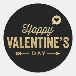 GOLD GLITTER RUSTIC HAPPY VALENTINE'S DAY STICKER