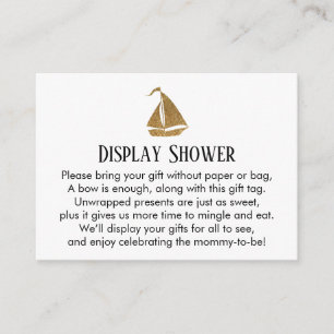 Gold Glitter Sailboat Display Shower Insert Card