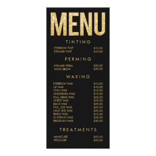 Gold Glitter Salon Beautician Menu Price List
