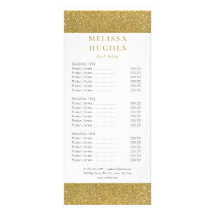 Gold Glitter Salon Service Menu