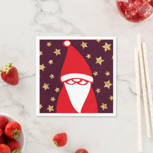 Gold Glitter Santa Starry Night Napkin