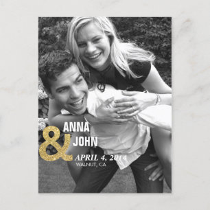 Gold Glitter Save The Date Announcement Postcard