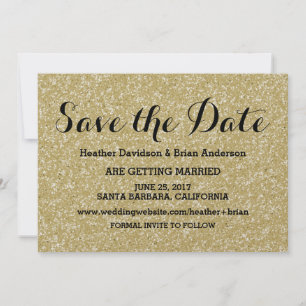 Gold Glitter Save the Date Invite