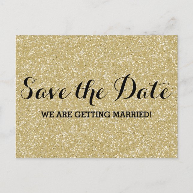 Gold Glitter Save the Date Postcard (Front)