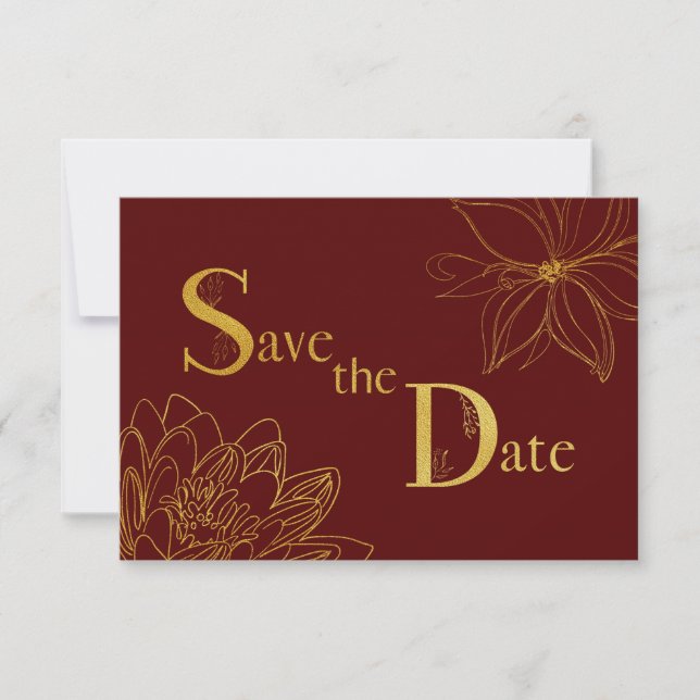 Gold Glitter Save the Date Typography Card (Front)