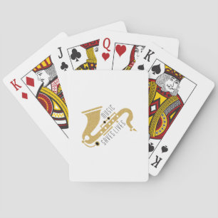 Gold Glitter Saxophon Illustration Custom text Playing Cards