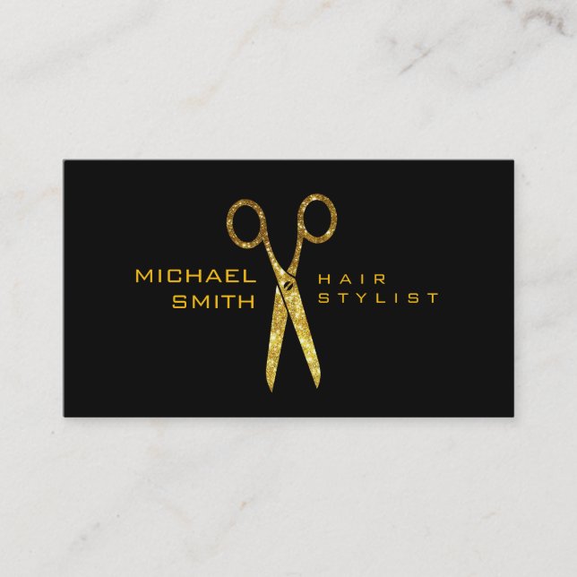 Gold Glitter Scissors Hair Stylist Appointment #2 (Front)