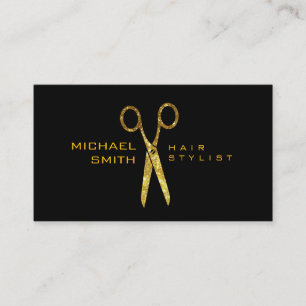 Gold Glitter Scissors Hair Stylist Appointment #2 Card