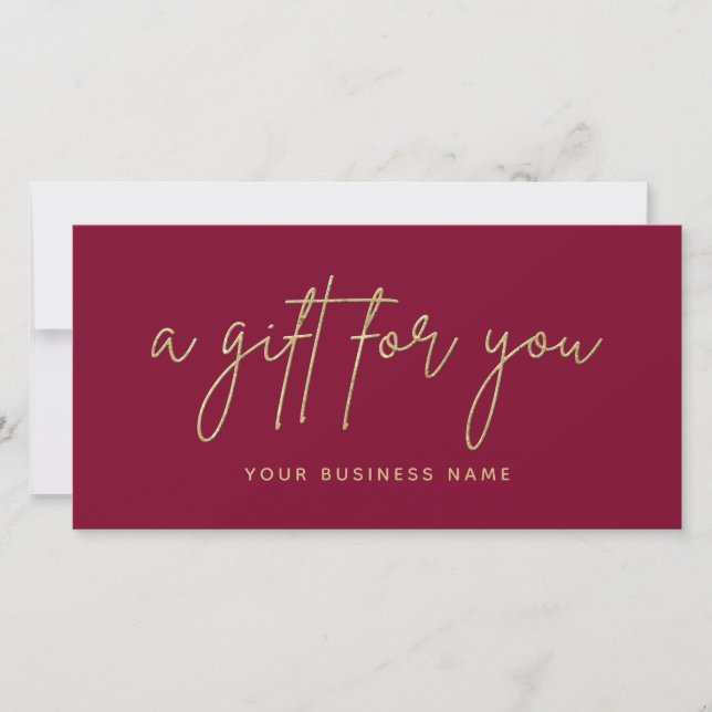 Gold Glitter Script Business Gift Voucher (Front)